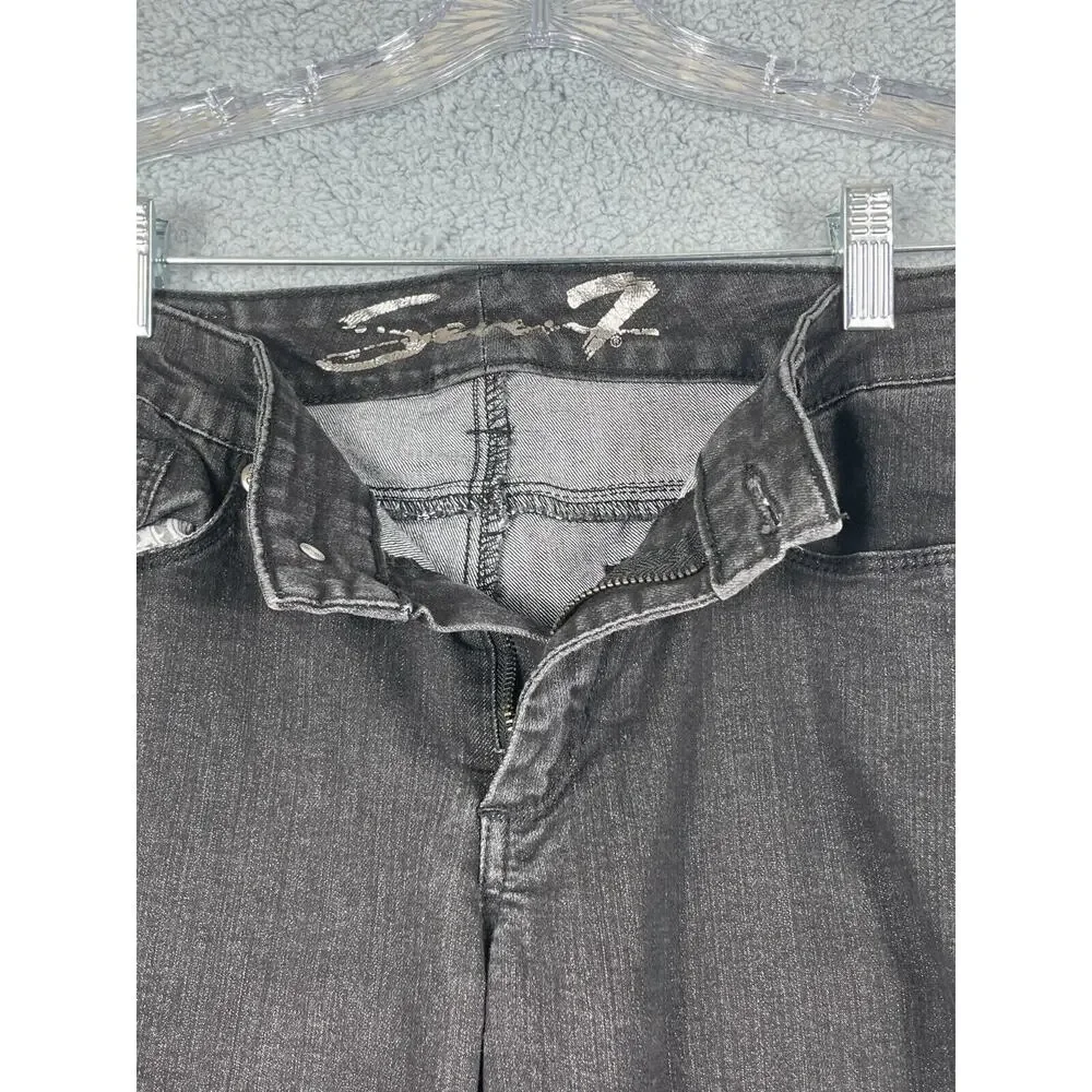 Seven 7 Jeans Stretchy Gems Pockets Size 10 Tapered Seven7 Black Rhinestone